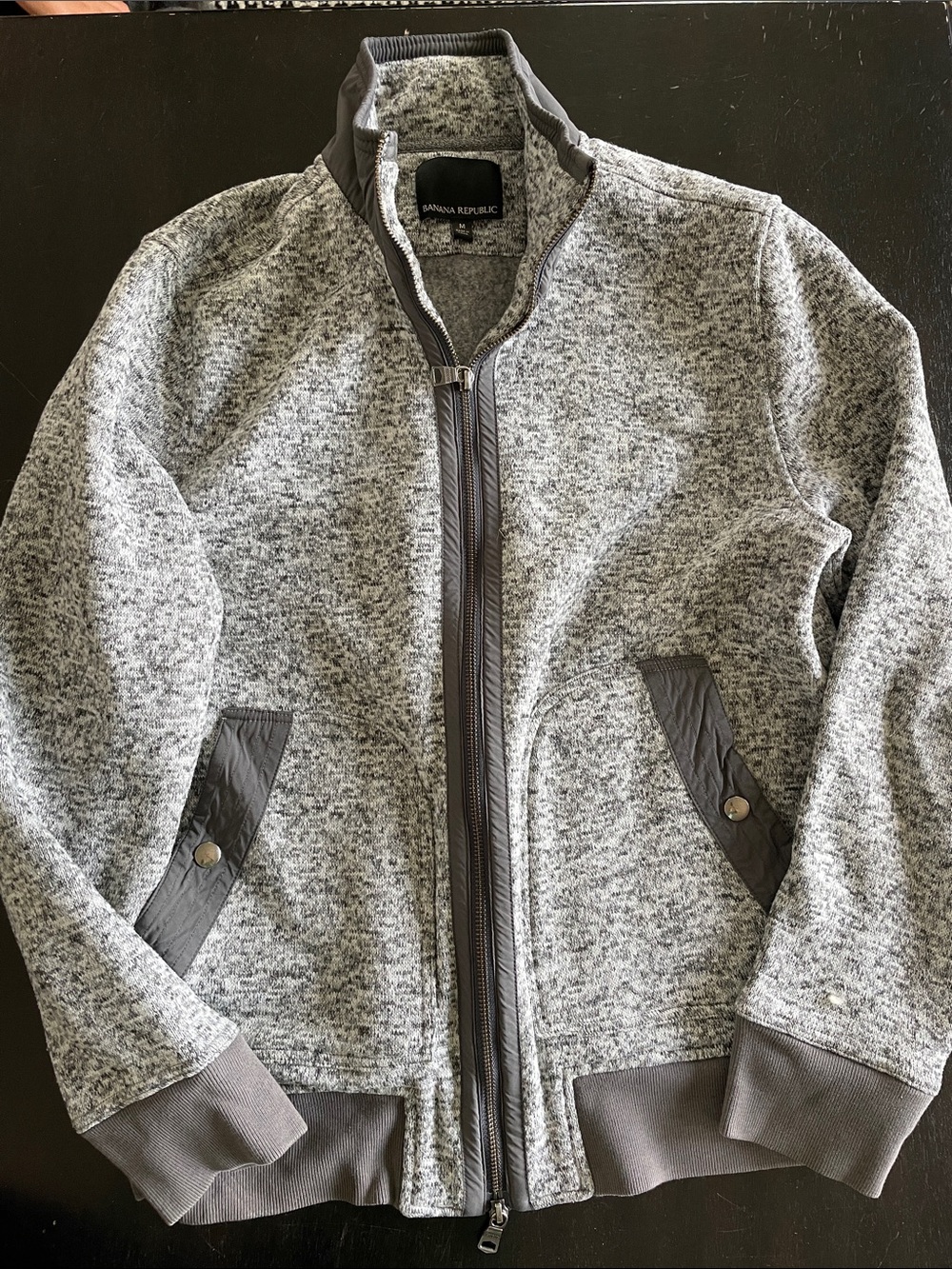 Banana Republic Heather Gray Full-Zip Knit Jacket